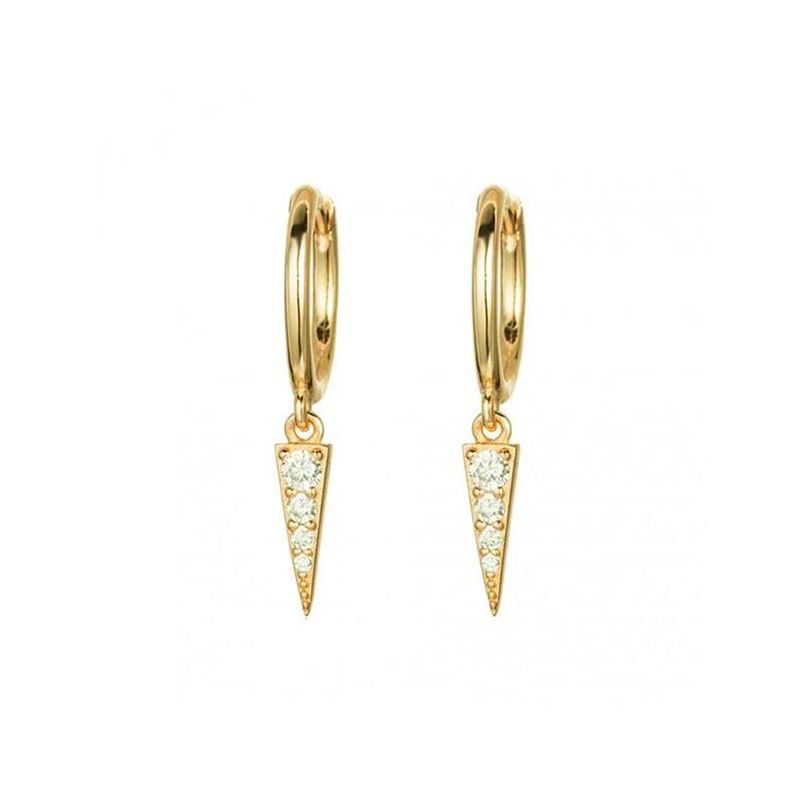 S925 Silver Needle Diamond-studded Pointed Cone Triangle Earrings