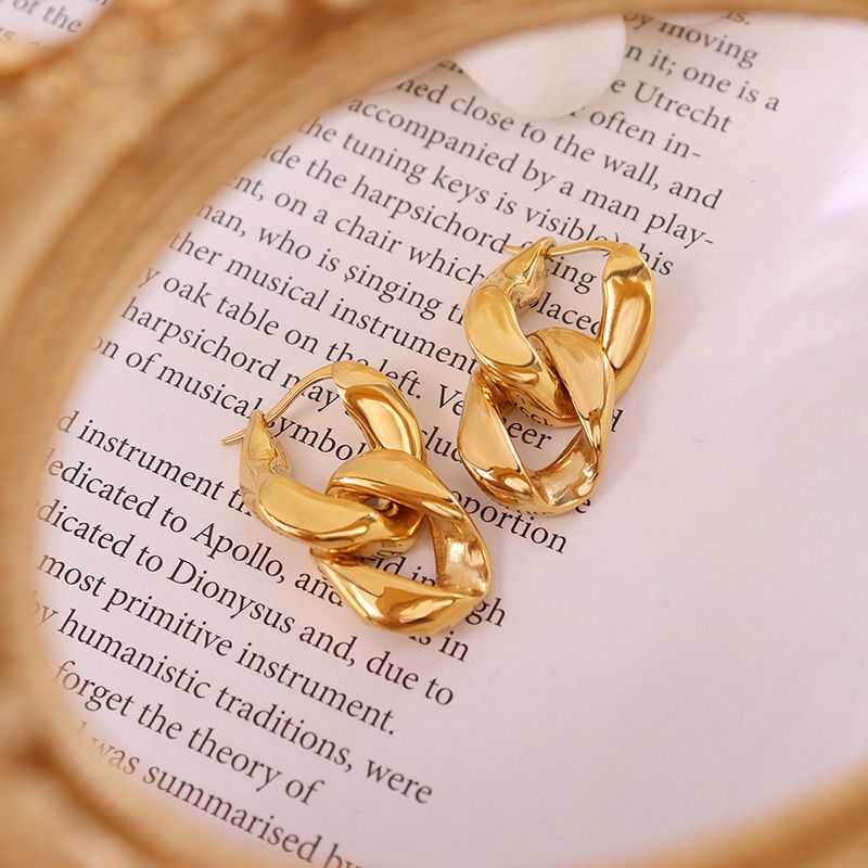 Double Ring Buckle Stainless Steel 18k Gold Plated Female Earrings 2021 New Earrings