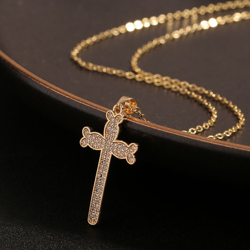 Simple Jewelry Copper Inlaid Zircon Cross Hundred Matching Ornaments Cross-border Necklace