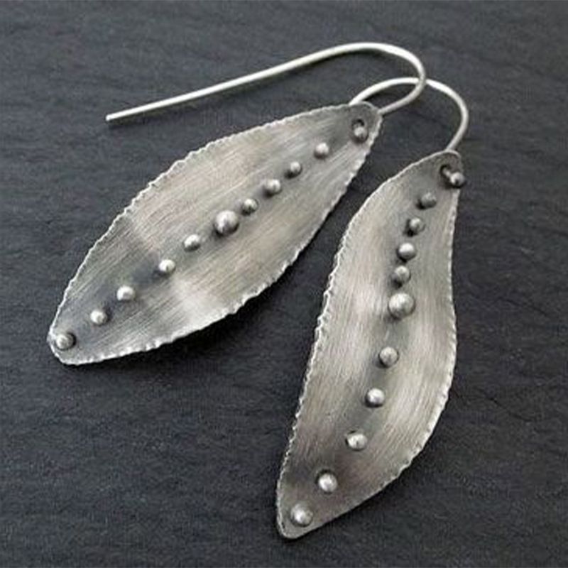Retro Simple Leaf-shaped Alloy Irregular Earrings Wholesale