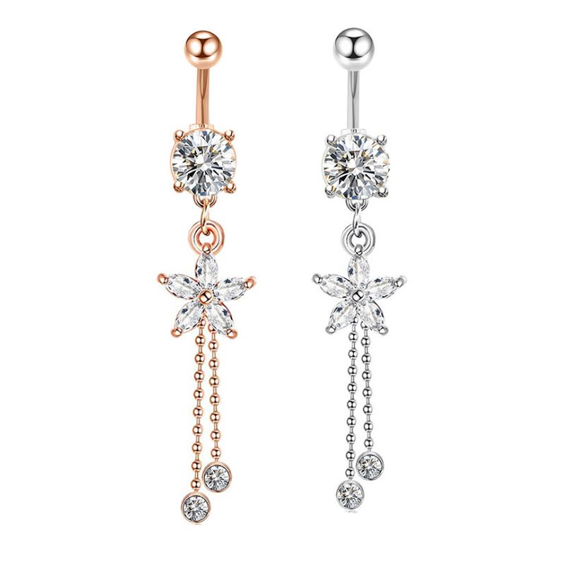 2021 Five-pointed Star Zircon Tassel Belly Button Ring Umbilical Ornament Piercing Jewelry