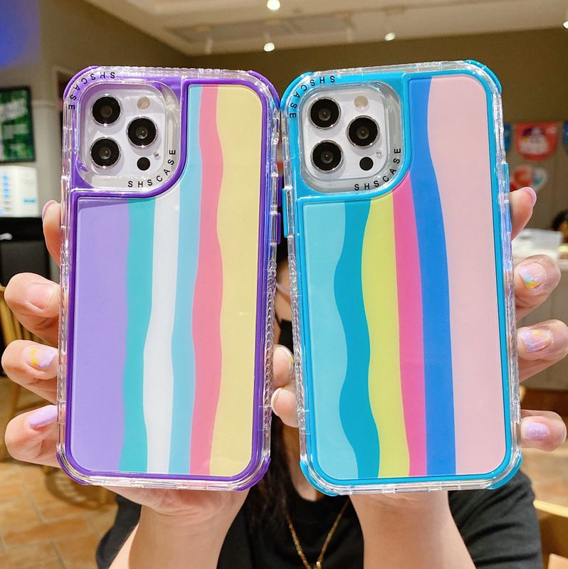 Cross-border New Arrival For  13 Phone Case  12 Rainbow Xs Three-in-one Glass 12pro Protective Case