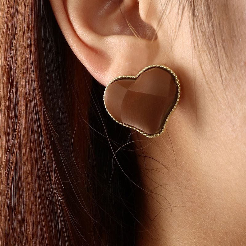 Color Earrings Cute Mini Stereo Heart Earrings Korean Earrings
