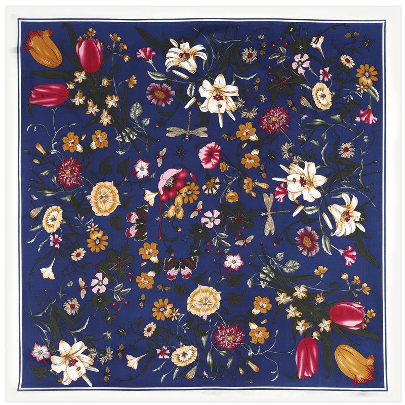 New Fashion Silk Scarf 70cm Square Scarf Floral Print Silk Satin Scarf