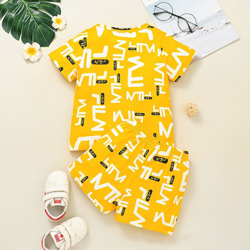 New Boys' Short-sleeved T-shirt Shorts Two-piece Suits Children's Casual Sportswear Suits