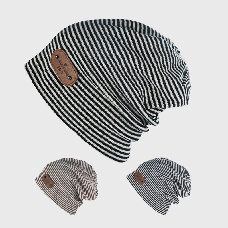New Striped Pile Hat Spring Autumn And Winter Warm Knit Hat