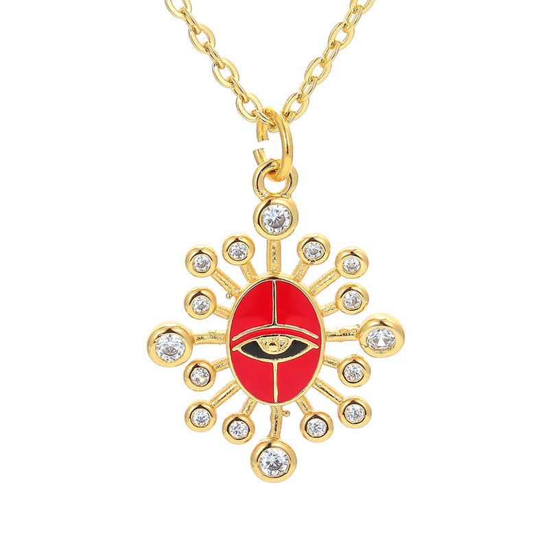 Exaggerated Devil's Eye Pendant Necklace Geometric Zircon Clavicle Chain