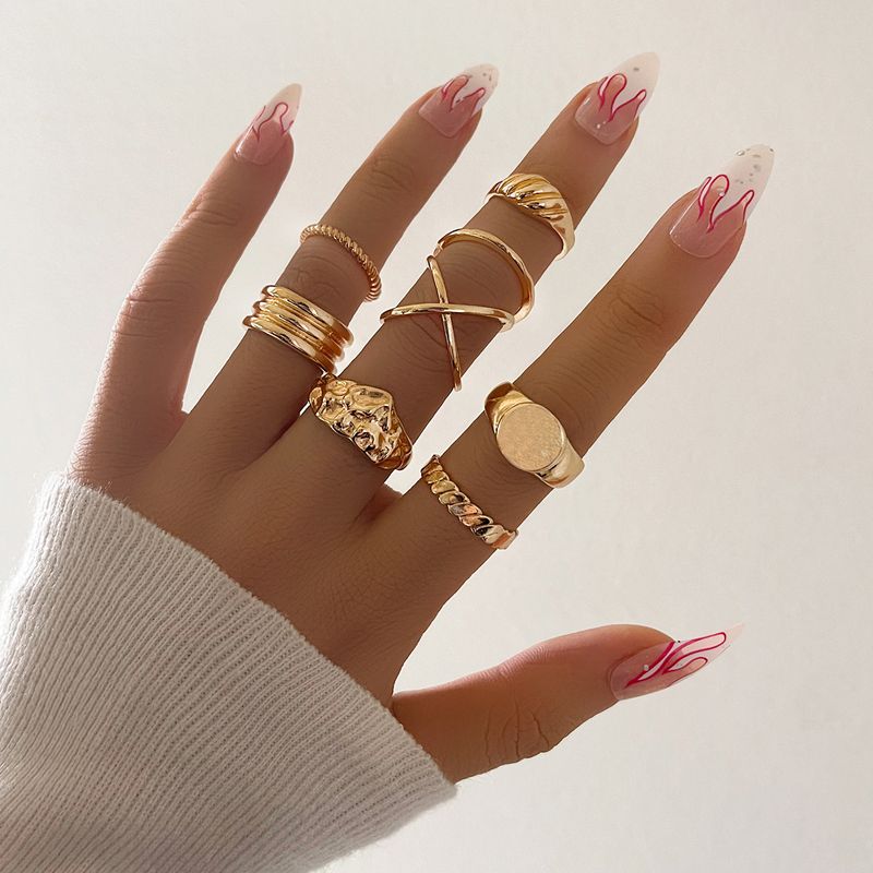 Personality Simple Fashion Irregular Ring Metal Joint Ring Eight Sets