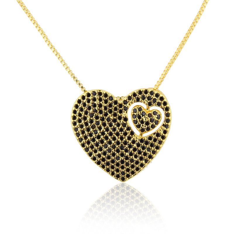 Full Diamond Heart-shaped Necklace