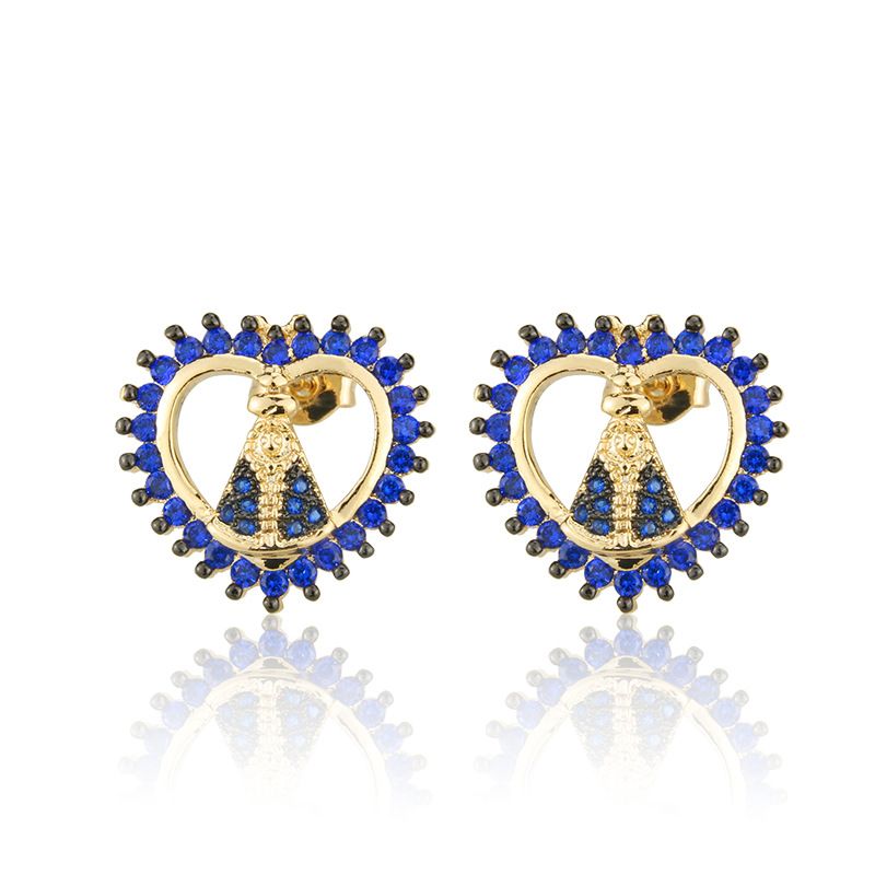 Simple Gold-plated Zircon Heart-shaped Earrings