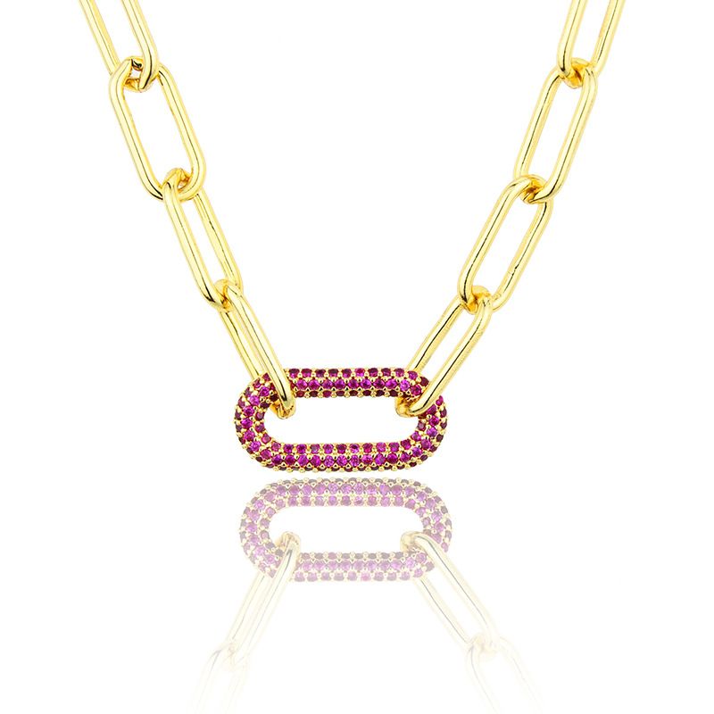 Square Chain Gold-plated Full Color Zirconium Necklace