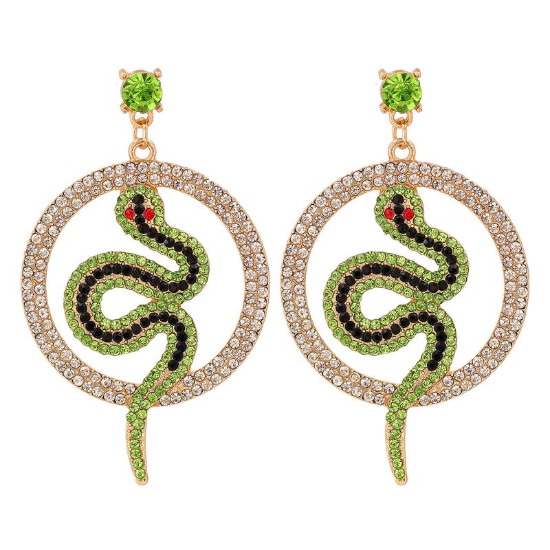 Fashion Round Snake-shaped Diamond Earrings