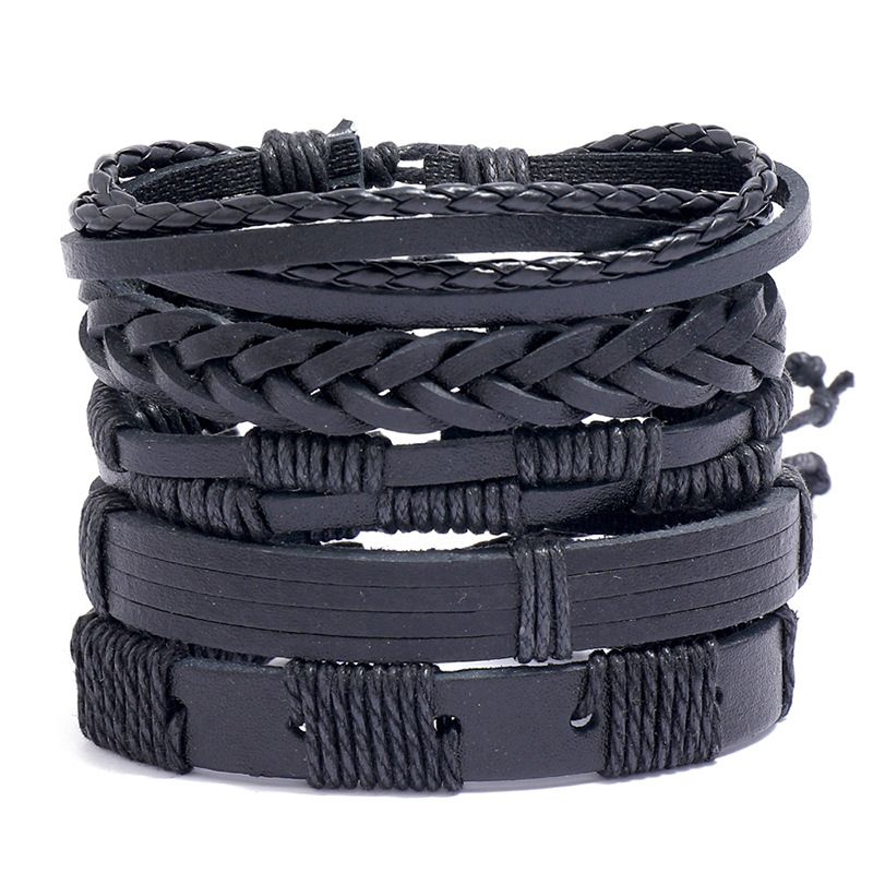 Retro Simple Braided Black Leather Bracelet