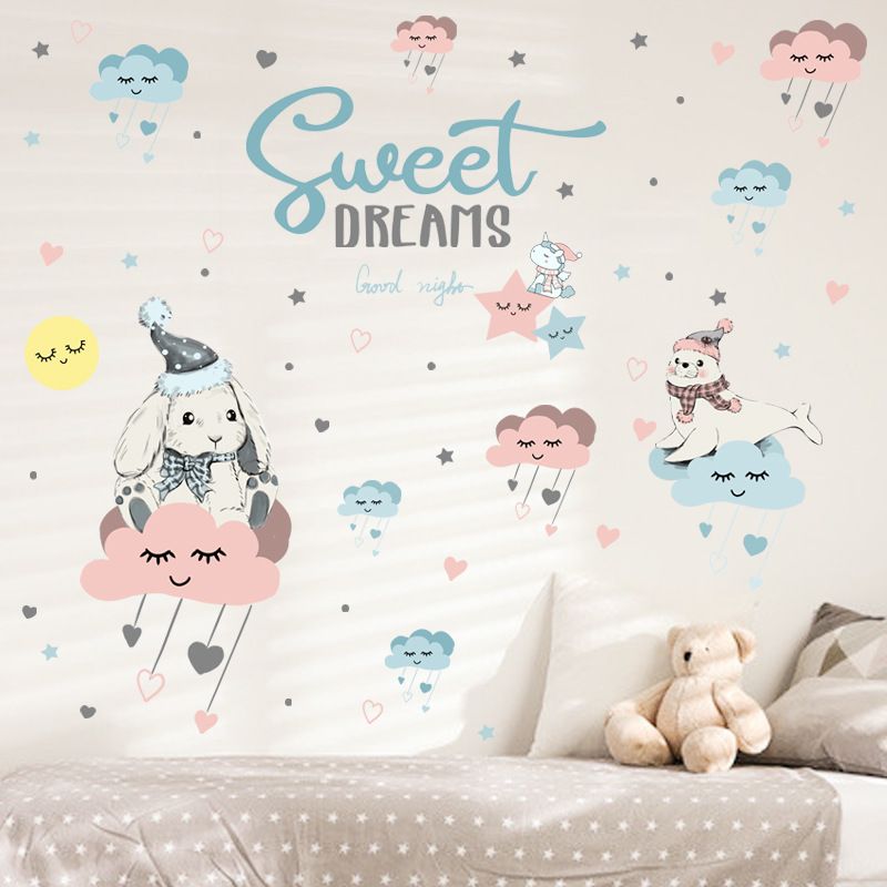 New Creative Cartoon Cloud Bunny Wall Sticker