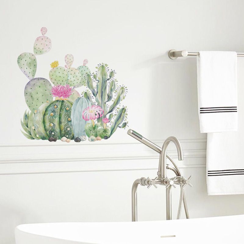 New Simple Green Cactus Succulent Wall Stickers