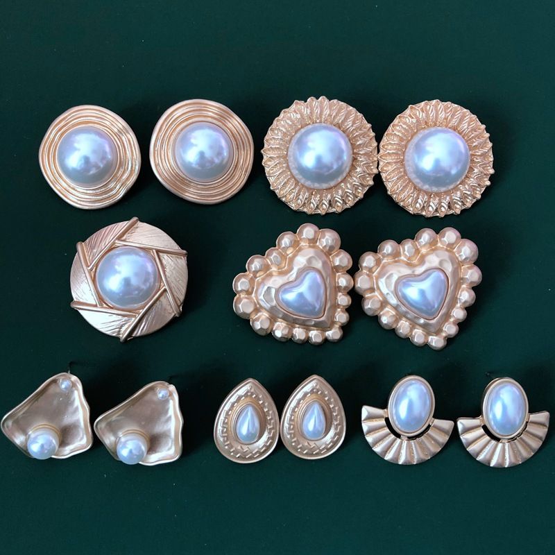 Matte Golden White Pearl Earrings