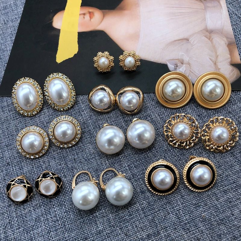 White Pearl Silver Needle Stud Earrings