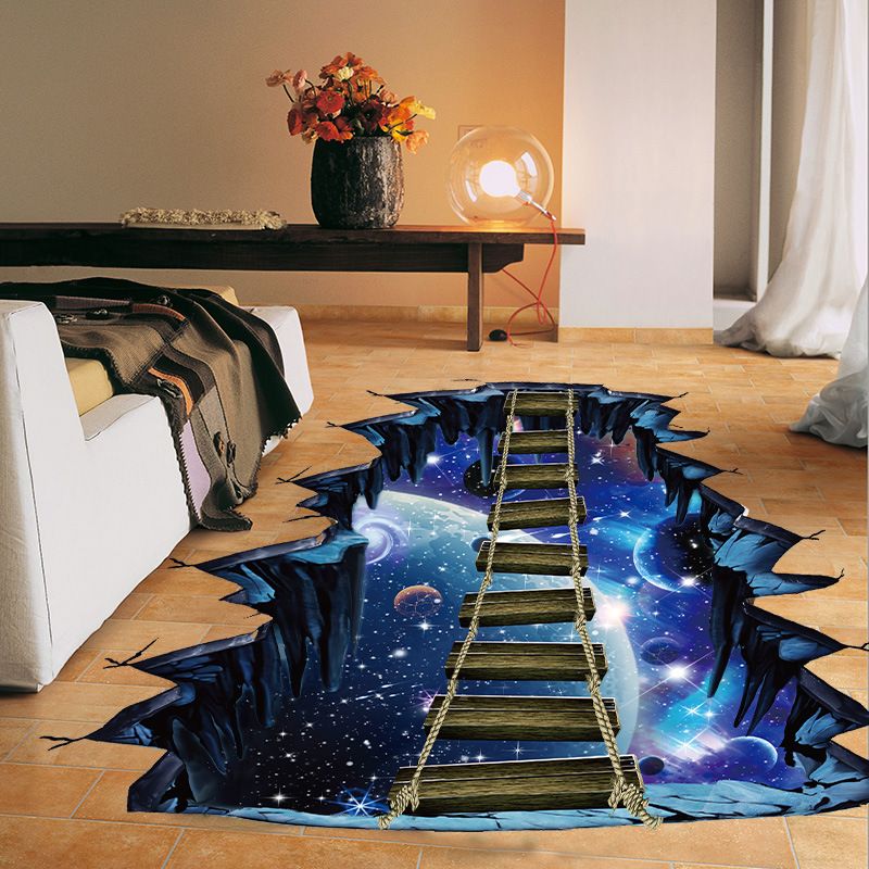 New Creative Planet Suspension Bridge Floor Sticker