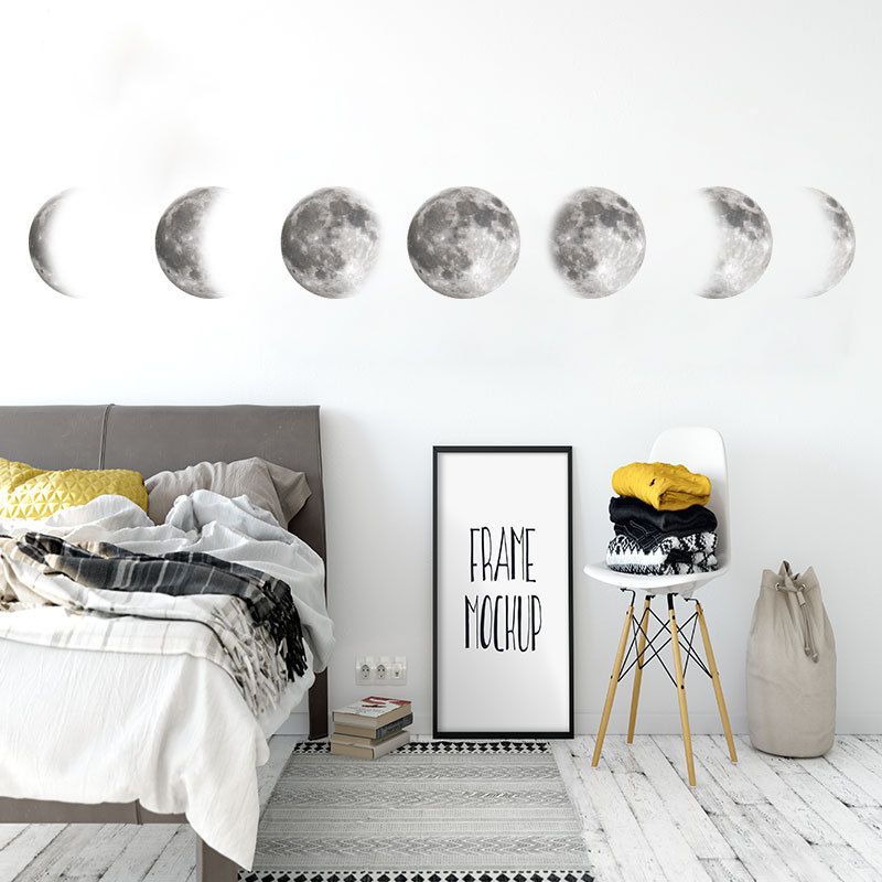 Nouveaux Stickers Muraux D&#39;espace De Carte De Phase De Lune De Mode Simple
