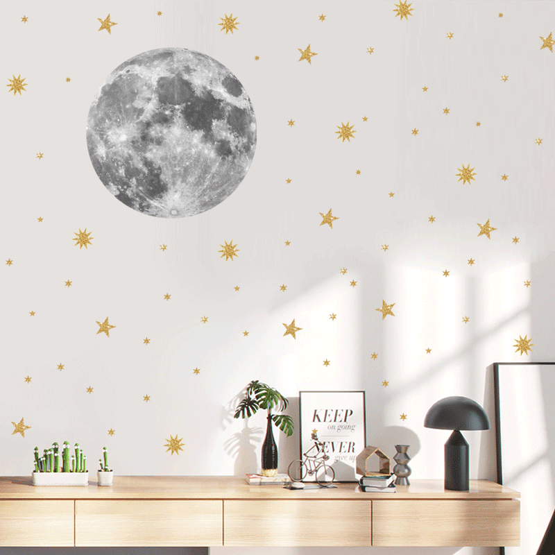 Simple Fashion Moon Gold Star Wall Sticker