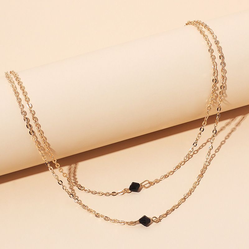 Black Crystal Multi-layer Necklace