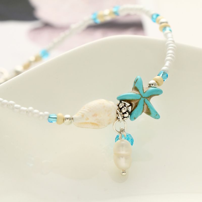 Fashion Starfish Pendant Rice Bead Anklet