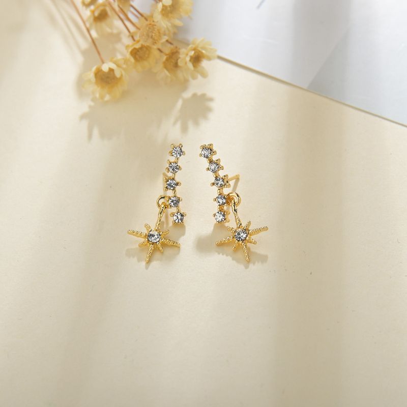 S925 Silver Needle Six-pointed Star Earrings