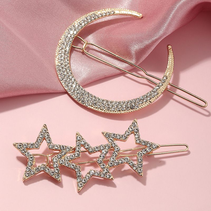 Simple Retro Geometric Micro Diamonds Stars Hairpin Set