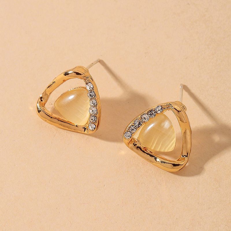 Boucles D&#39;oreilles Rétro Géométriques Triangle Opal Diamond