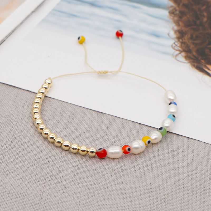 Creative Fashion Baroque Pearl Colorful Glass Eye Beads Bracelet