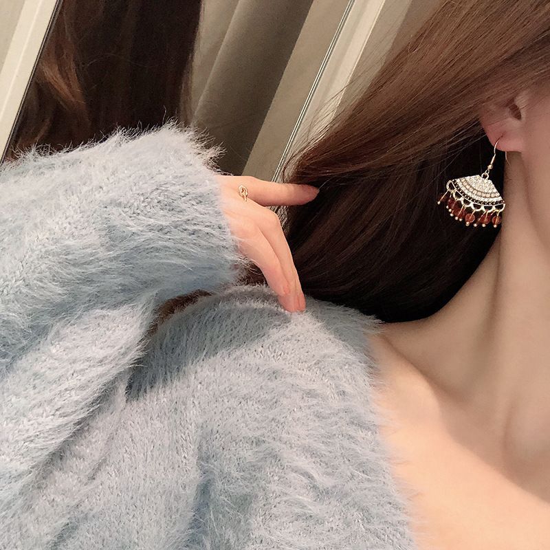 Bohemian Fan-shaped Tassel Earrings