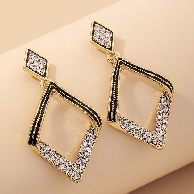 Square Diamond Geometric Earrings