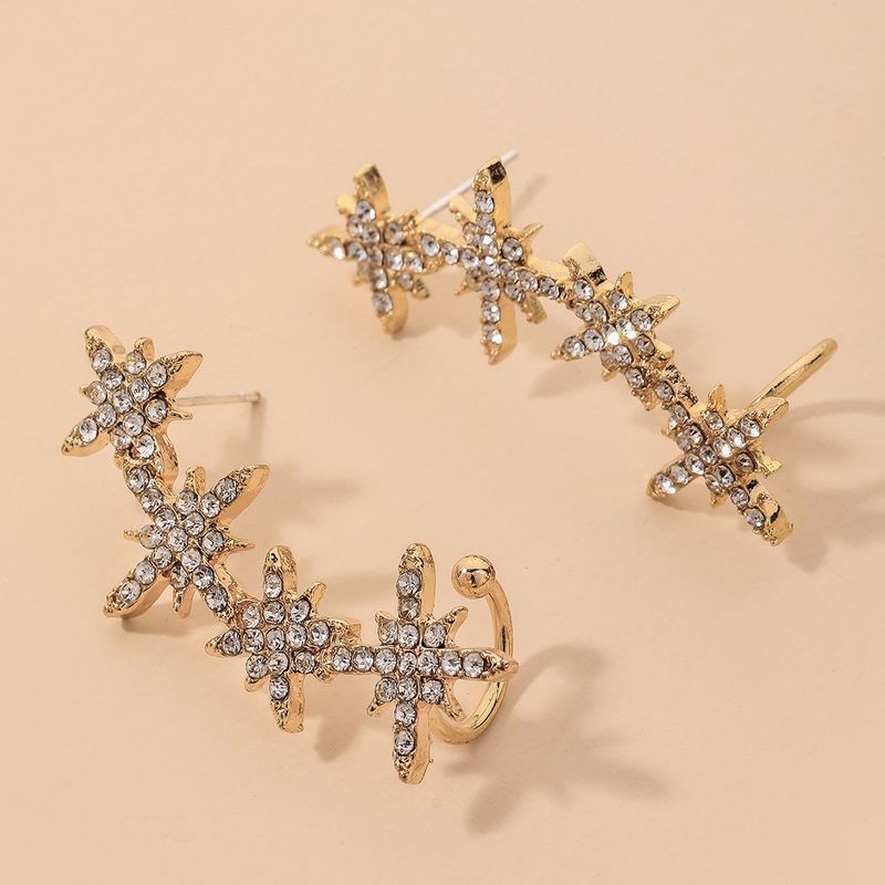 Eight-pointed Star Rhinestone Earrings