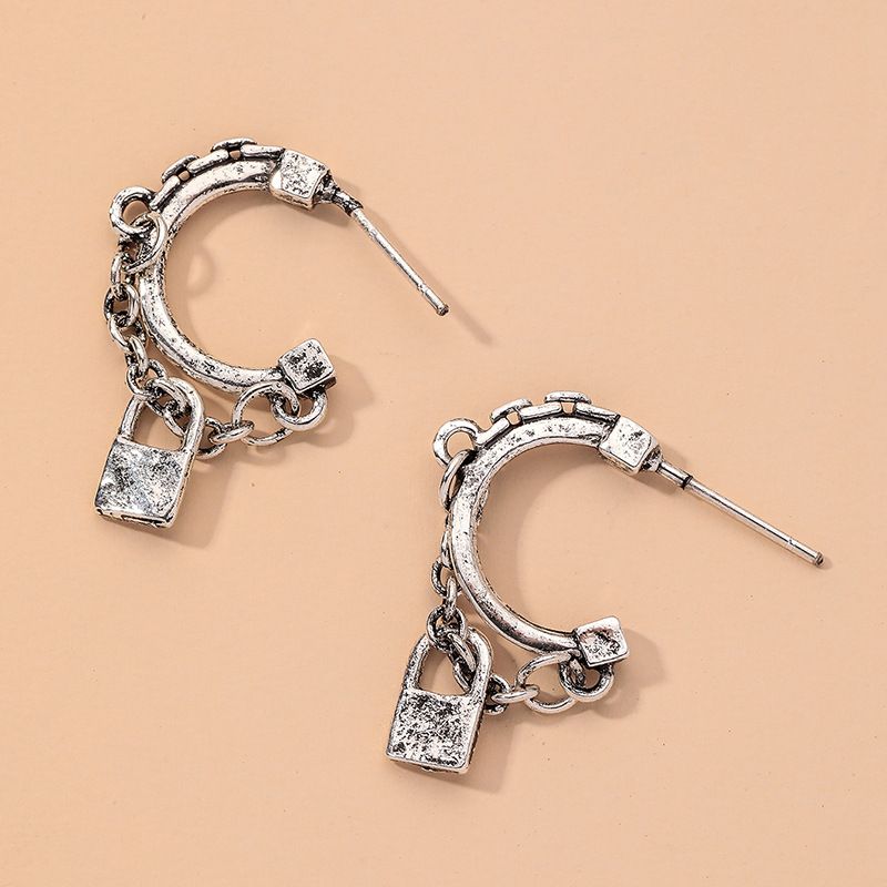 Exquisite Fashionable Lock Asymmetric Earrings