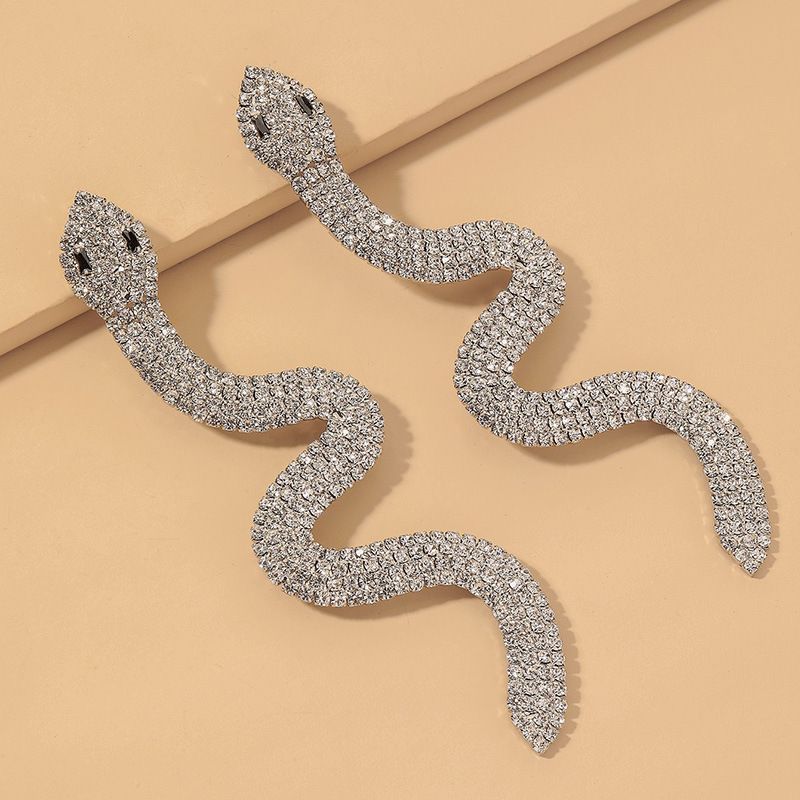 Full Diamond Snake-shaped Earrings