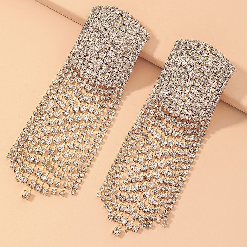 Full Diamond Long Tassel Earrings