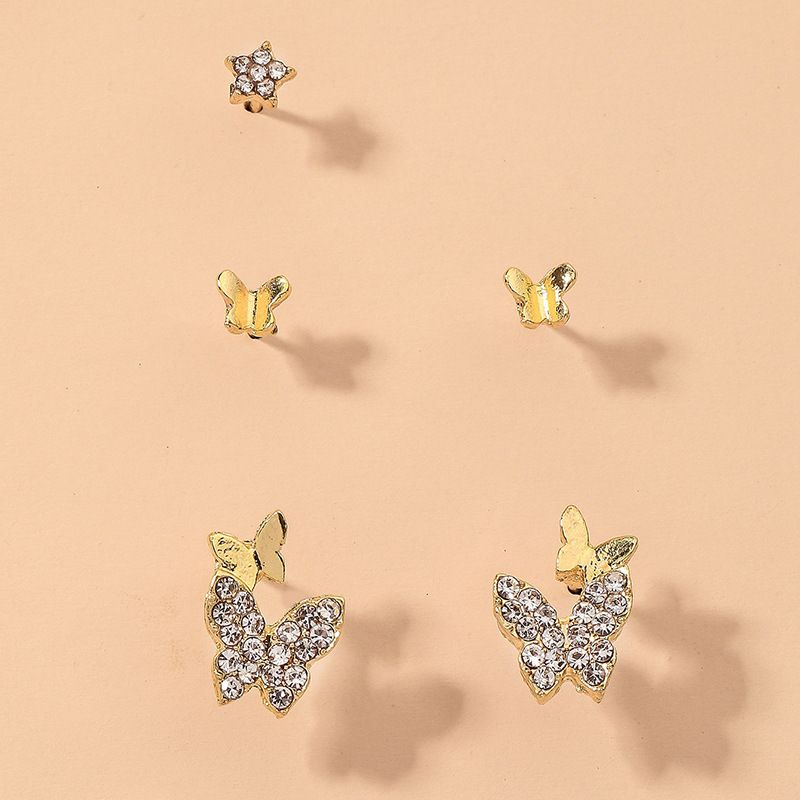 Diamond Butterfly Five-pointed Star Earrings Set