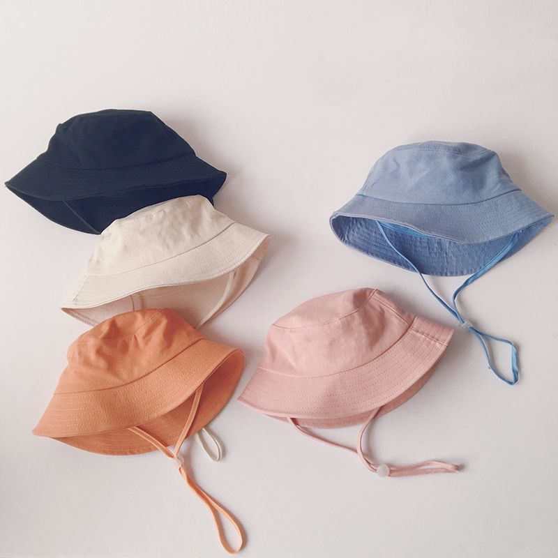 Solid Color Flat-top Children's Fisherman Hat