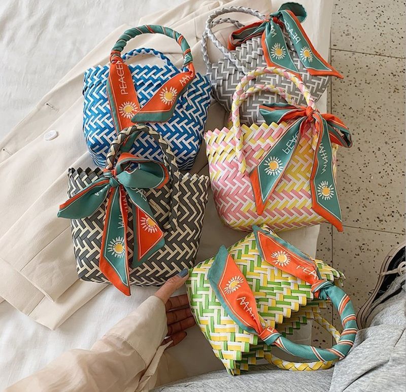 Handmade Woven Handbags 2021 Summer Vegetable Basket Straw Woven Bag Children's Beach Bag