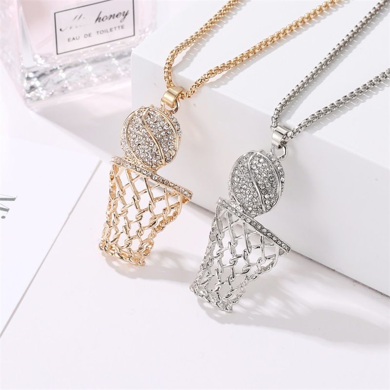 Fashion Diamond Basketball Frame Necklace