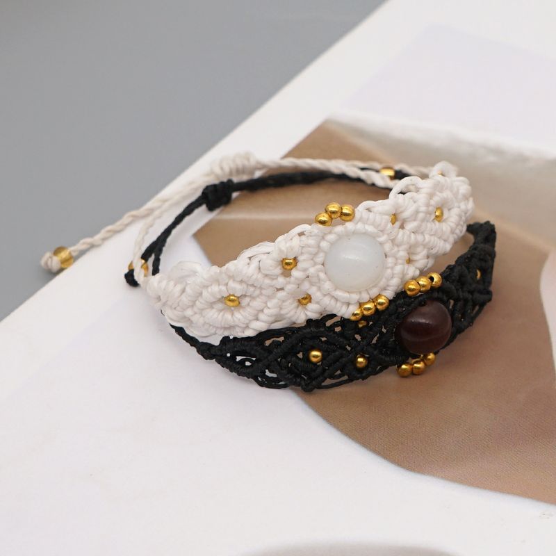 Ethnic Style Handmade Stone Beaded Woven Bracelet