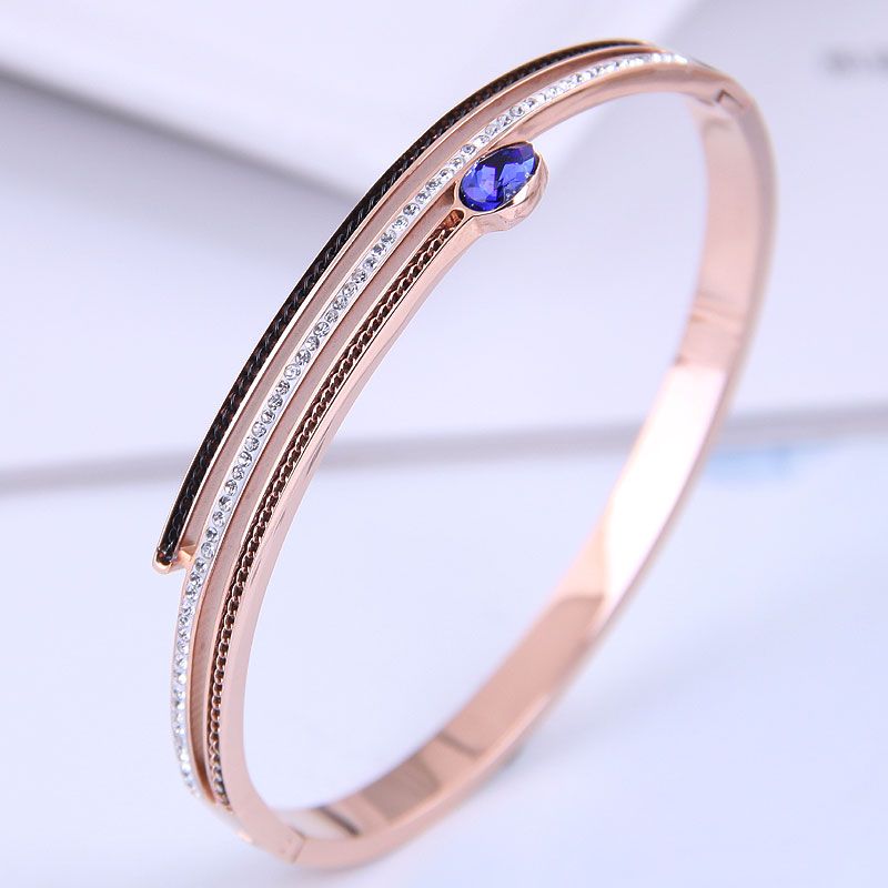 Korean Fashion Titanium Steel Simple Inlaid Zircon Bracelet