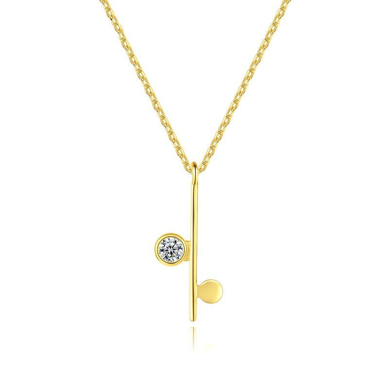S925 Silver Zircon Gold Plated Simple Asymmetric Necklace
