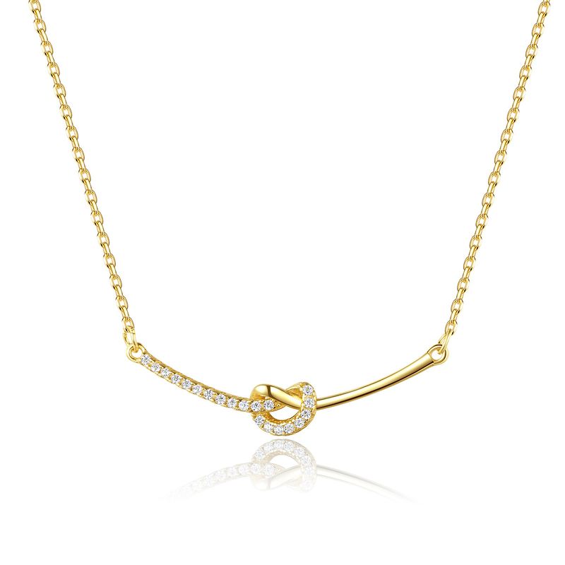 S925 Silver Zircon Knotted Necklace