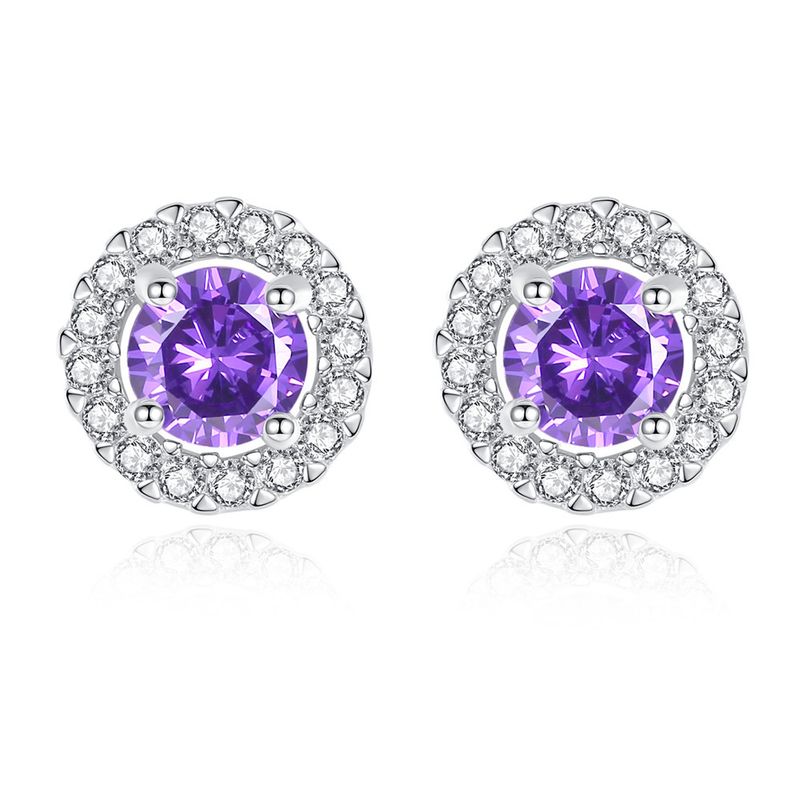 High Quality Round Zircon Inlaid Earrings