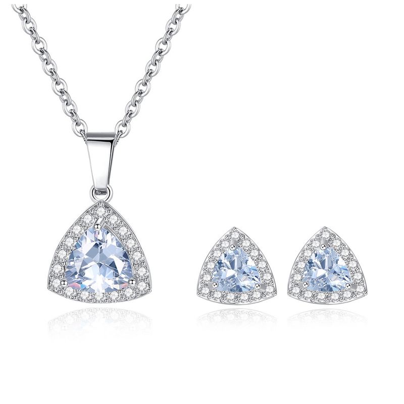 Simple Zircon Micro-inlaid Triangle Necklace Earrings Set