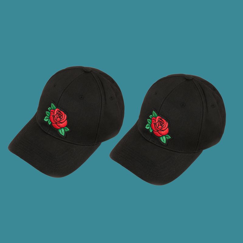 Black Fashion Embroidery Rose Baseball Cap