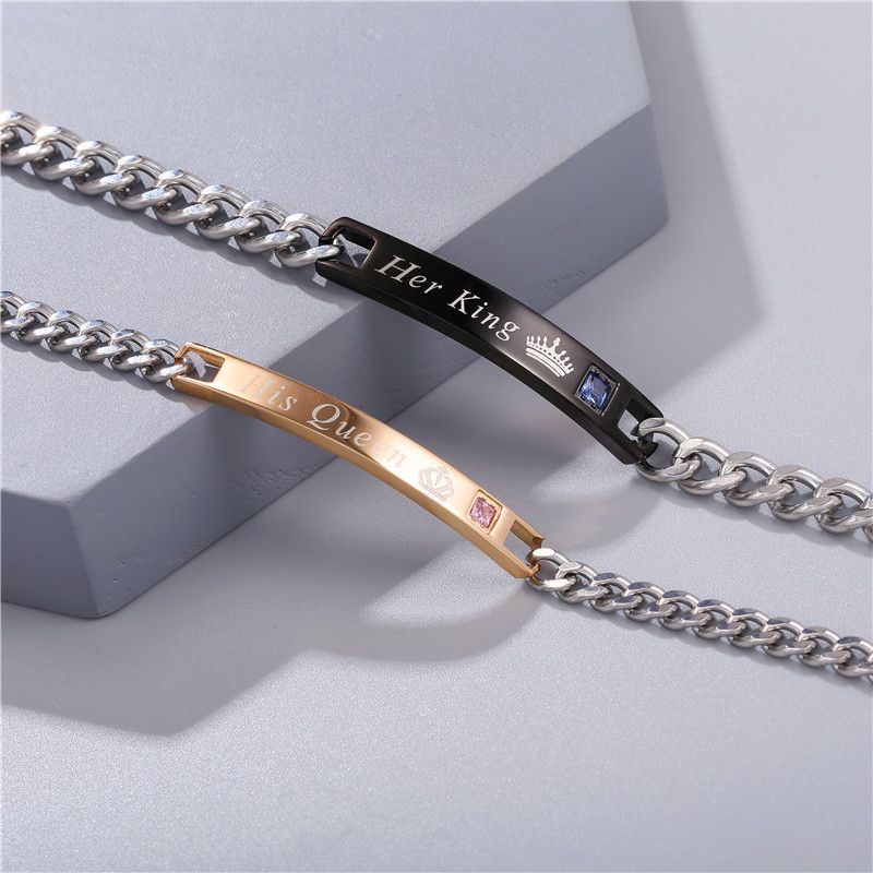 Queen Exquisite Zircon Titanium Steel Bracelet