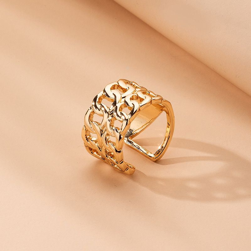 Metal Thick Chain Retro Golden Ring