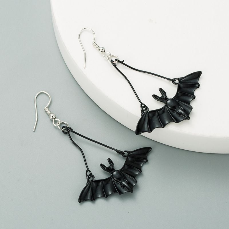 Retro Alloy Paint Bat Earrings